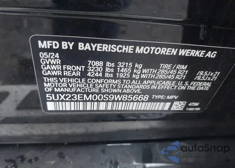2025 BMW X7 xDrive40I from USA, damaged, VIN 5UX23EM00S9W85668